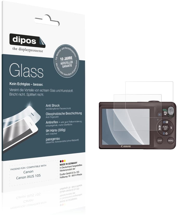 dipos – 2x Matte Pantserfolie geschikt voor Canon Canon IXUS 105 | 9H Screenprotector