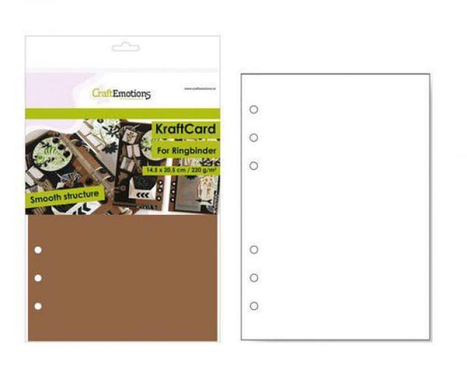 CraftEmotions kraft card voor ringband planner A5 bruin 12 vel