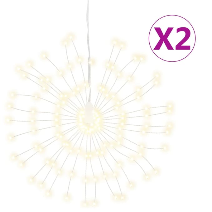 vidaXL Kerstverlichting vuurwerk 2 st 140 warmwitte LED's 17 cm