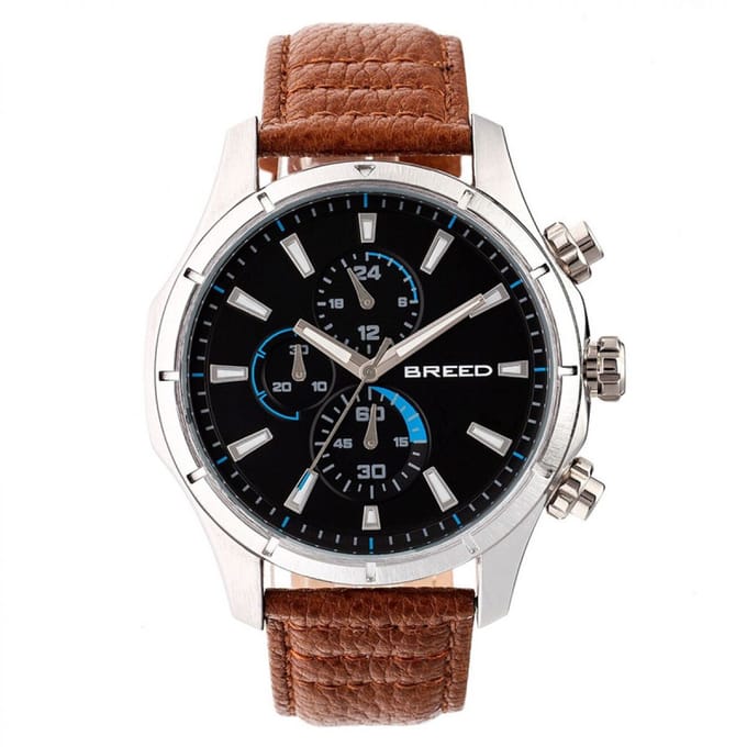 Breed Lacroix chronograaf horloge met leren band
