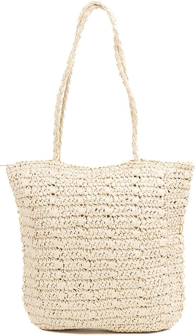 Monnq - strandtas met rits - rieten tas - strandtas riet - Marpa Natural