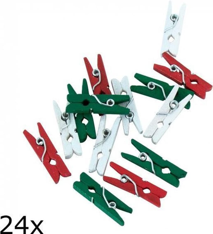 Wefiesta - Knijpers small Rood/wit/groen (24 stuks)