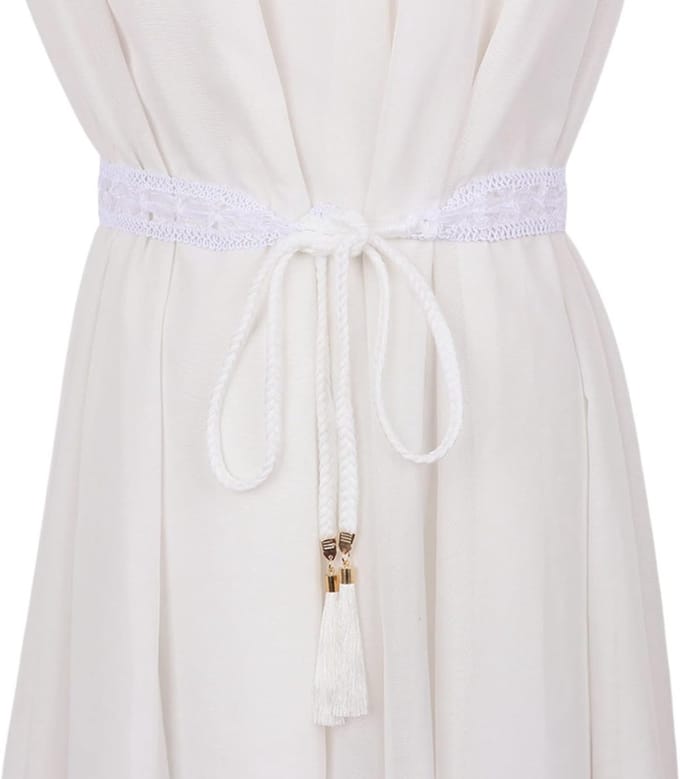 Dunne Tailleketting voor Dames met Woven Tassels en Knopen - Modieuze Tailleband en Rokaccessoires