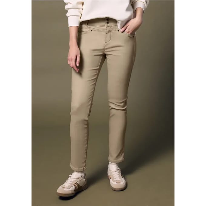 Slim Fit broek met coating