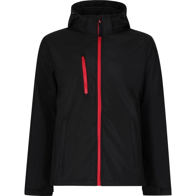 Regatta Heren Venturer 3 Layer Hooded Soft Shell Jacket (Zwart/Rood)