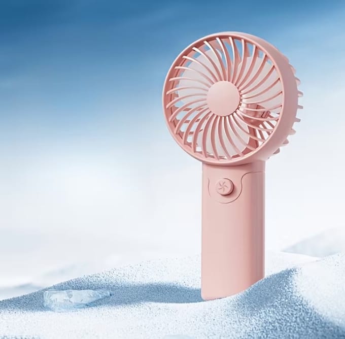 Mini Handventilator op Batterijen - Stil - Draagbare Ventilator voor Kantoor, School, Reizen & Thuis - Roze