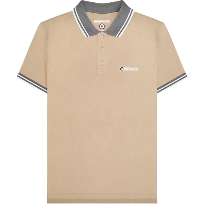 Lambretta Heren Polo Shirt met Contrastafwerking (Steen/IJzer)
