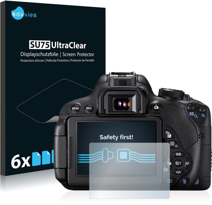 Savvies - Screenprotector voor Canon EOS 700D - Folie Beschermfolie transparant 6 Stuks