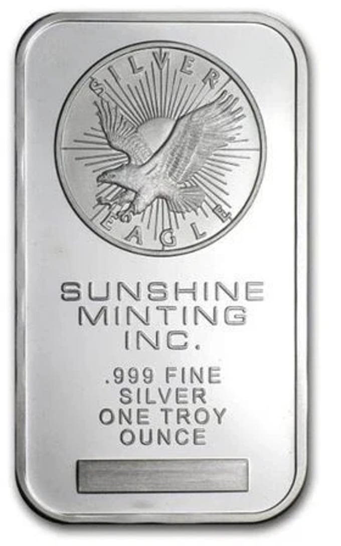 Exclusieve Sunshine Minting 1 Ounce Troy Replica | Silver Eagle Buillon Bar 1 OZ