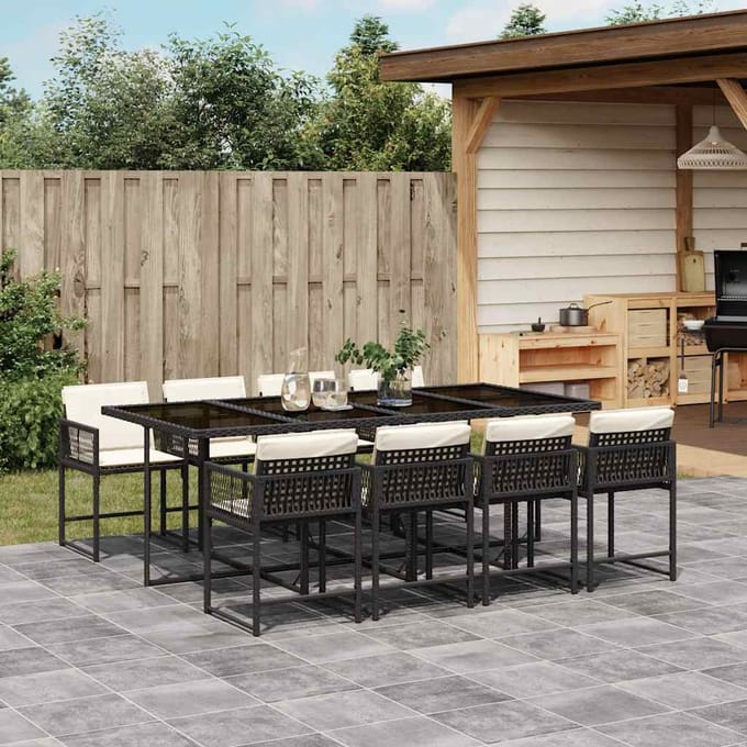 vidaXL - 9-delige - Tuinset - poly - rattan - zwart
