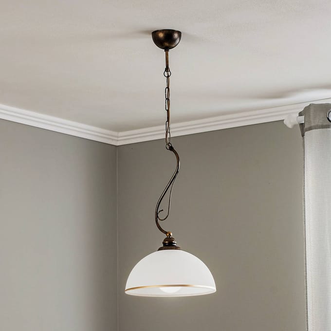 XSARA hanglamp handgemaakt gepatineerd, 1-lichts, brons, 1174