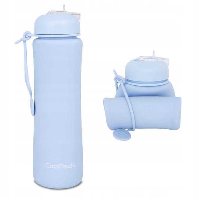 CoolPack Pump Bidon Silikonowy 600ml Pastel Blauw Opvouwbaar