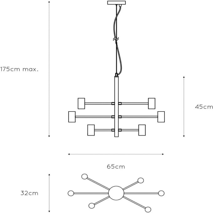 Lucide LEANNE - Hanglamp - 6xE27 - Zwart