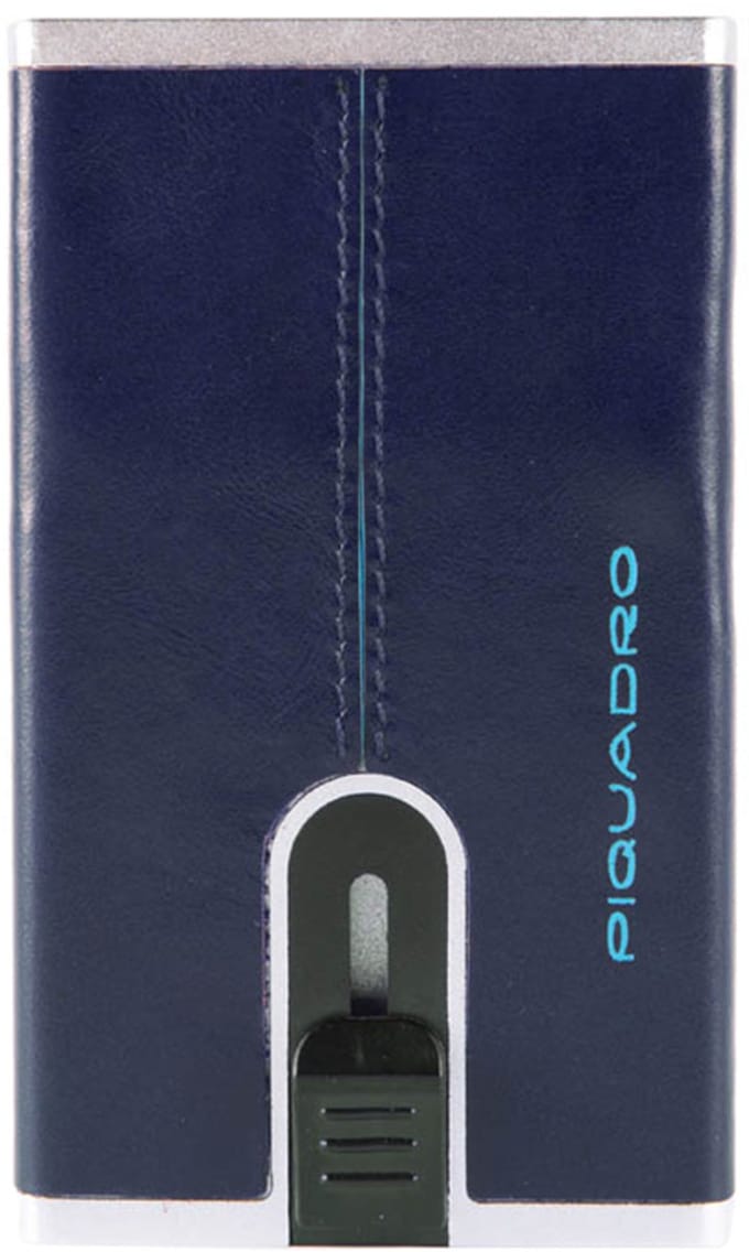 Piquadro Pasjeshouder / Kaarthouder - Uitschuifbaar - RFID - Leer - Blue Square - Blauw