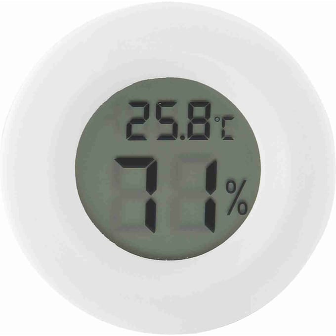 Mini thermomètre hygromètre numérique LCD de forme ronde pour reptiles blanc