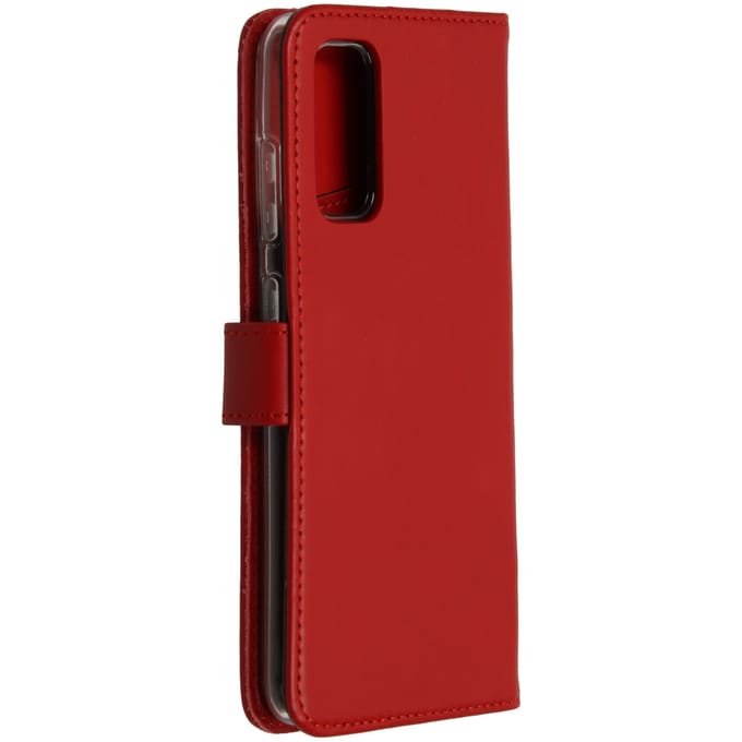 Selencia Hoesje - Geschikt voor Samsung Galaxy S20 - Echt Lederen Bookcase - Rood