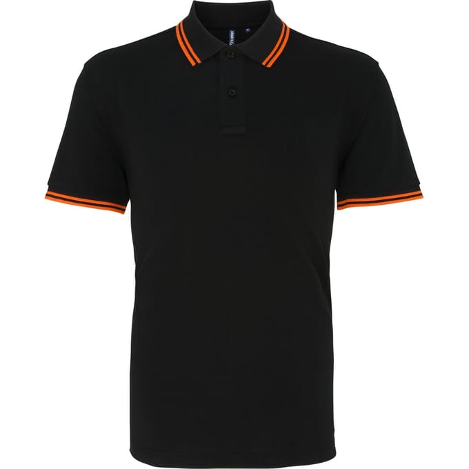 Asquith & Fox Heren Klassiek Fit getipt Poloshirt (Zwart / Oranje)