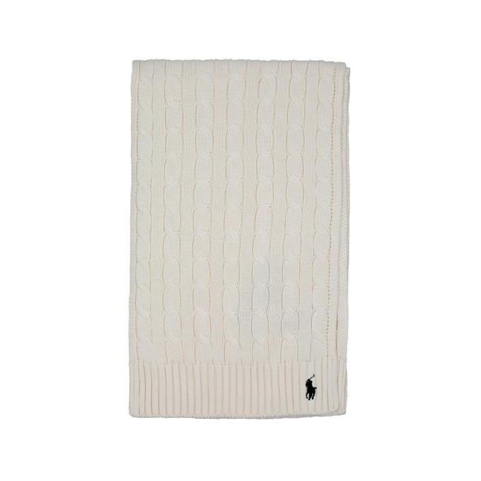 Polo Ralph Lauren Pony Kabelbrei Sjaal Wc0525 105 WC0525-105 white