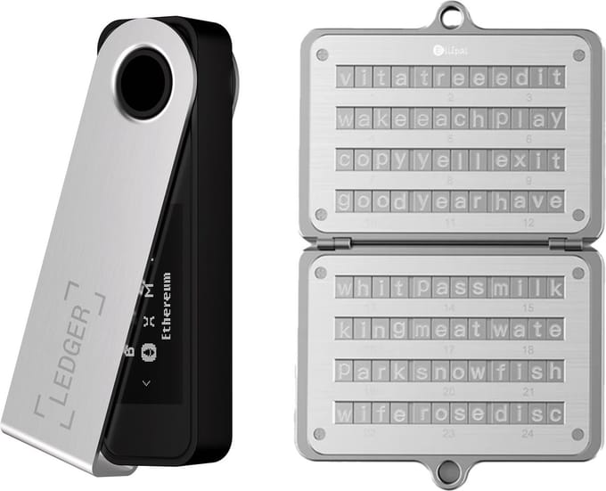 Ledger Nano S Plus + Ellipal Seed Phrase Steel - Hardware Walllet Bundel - Seed Phrase opslag - Offline bescherming voor Crypto