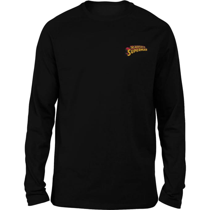 DC Superman Embroidered Unisex Long Sleeved T-Shirt - Black - M