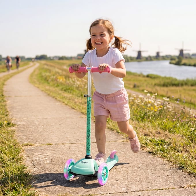 Champz Peuter Step 3 Wielen met LED – Verstelbaar Stuur – Roze + 3 Jaar