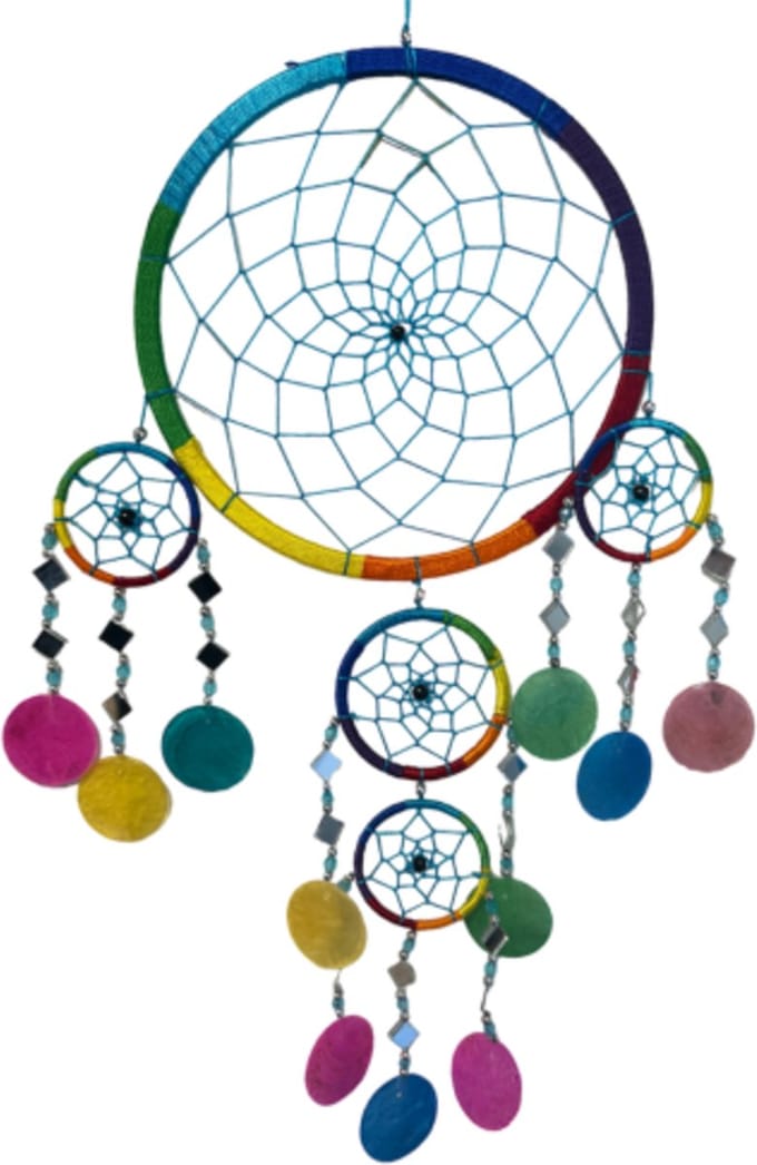 Dromenvanger spiegel-schelp 22 cm - Rainbow - Dreamcatcher