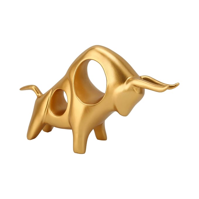 Exquise Abstracte Stier Sculptuur Hars Gouden Vechtstier Sculptuur Os Standbeeld Ornament beige