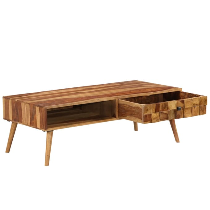 vidaXL - Salontafel - 110x50x37 - cm - acaciahout - met - honing - afwerking