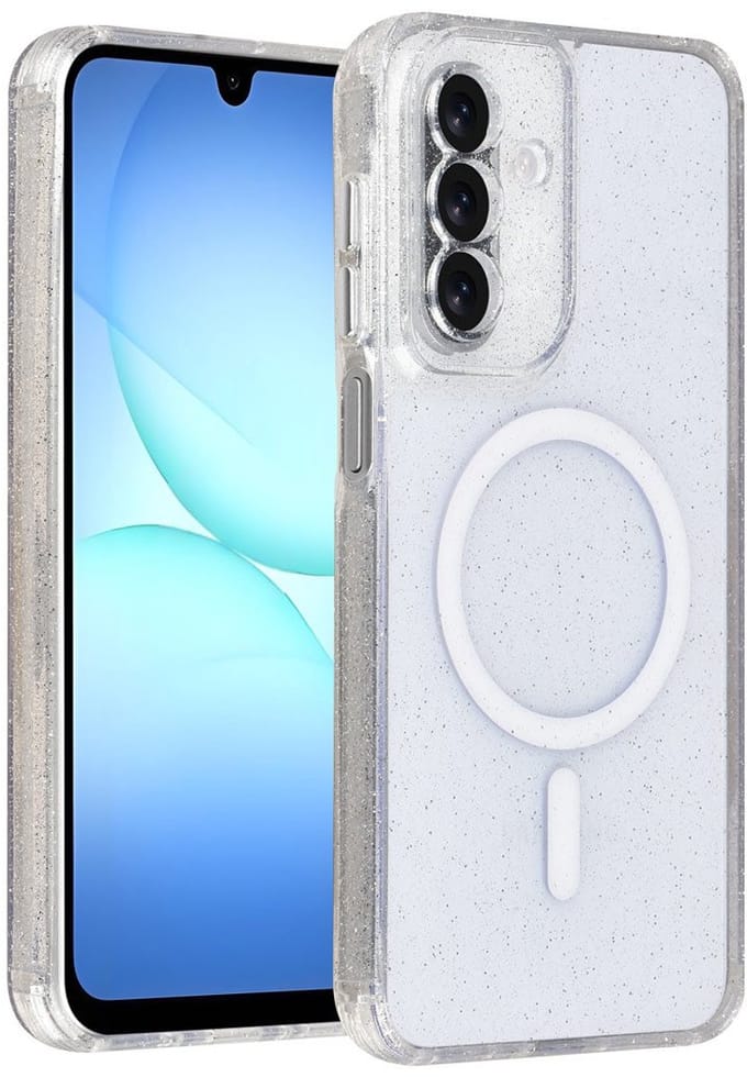 TUNIQ Back cover - Galaxy A17 - Transparant - Glitter - Slank design - MagSafe ondersteuning