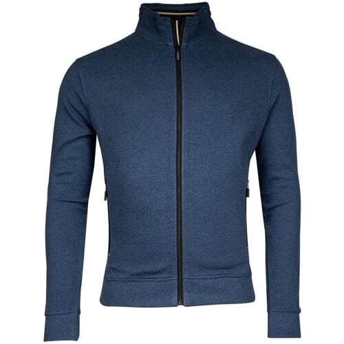 Baileys Vest Uni Color Waffle Texture Interlock Sweat Zip Deep Denim Blue / male