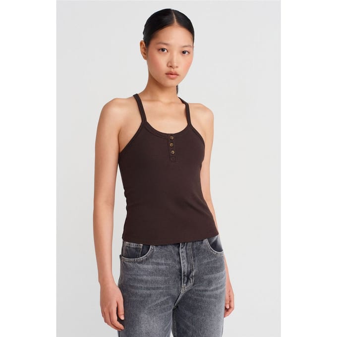 Slim Fit Geribbelde Brei Top