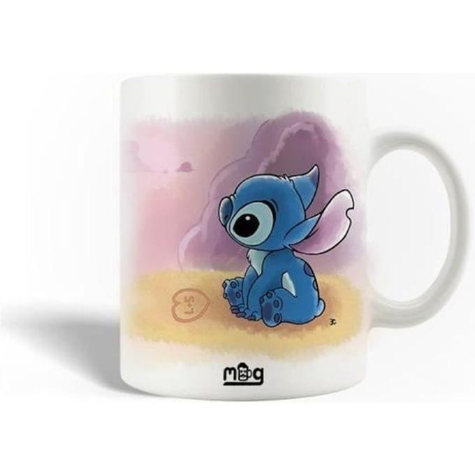 Mug en Céramique - Lilo et Stitch - Rose Jaune - 30cl - Compatible Lave-Vaisselle - Rond