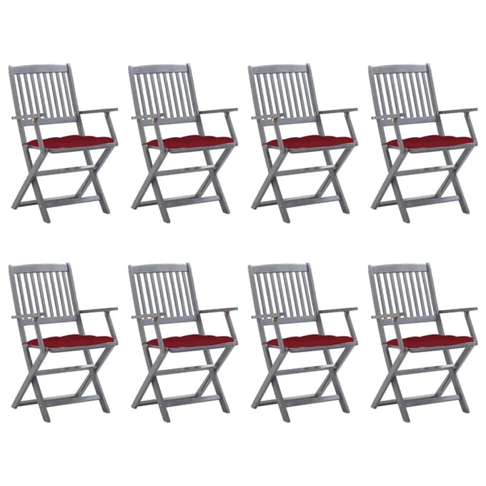 vidaXL - Inklapbare - stoelen - 8 - st - met - kussens - massief - acaciahout