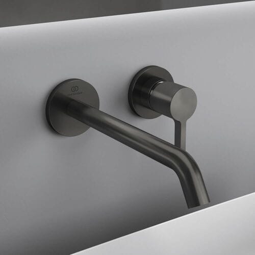 Ideal Standard wall-mounted basin mixer with round rosettes, spout 22 cm A7379A5