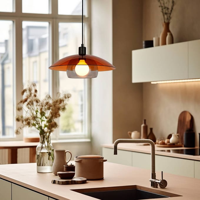 COREP Hanglamp Jolly, amberkleurig/zwart, Ø 38 cm, glas
