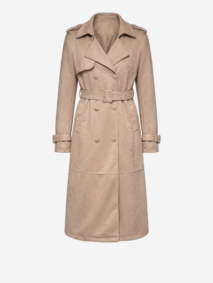 OMBRE Trenchcoat - Lange Mouw - Knopen - Effen Beige M
