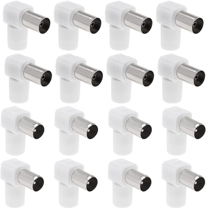 Zeynomax - TV Coaxiale Antenne Connector - Coaxiale Koppeling - Wit - Antenne Plug en Socket Set - Geschikt voor TV - 16 Stuks