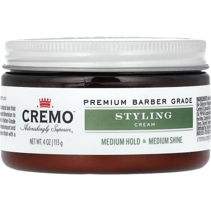 Cremo, crème coiffante, fixation moyenne et brillance moyenne, 4 oz (113g) black