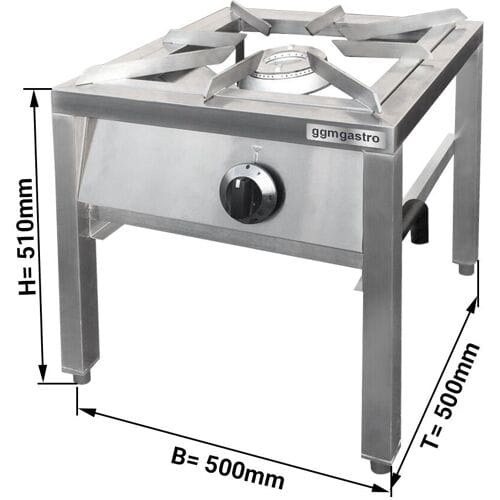 GGM Gastro hokker gas - 500x500x510mm - 10,0 kW - 1 pits zilver