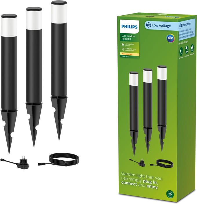 Philips GardenLink Purex 24V sokkellamp met spies - zwart - set van 3