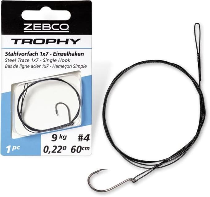 Zebco Trophy Steel Trace 1x7 Single Hook (1pc) - Maat : 50cm - 15 kilo