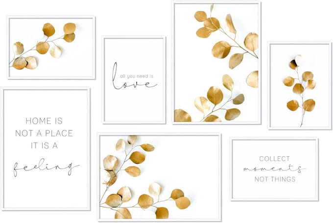 Premium Posterset - Wanddecoratie Set - Sfeervol Wonen - Hoogwaardige Afbeeldingen - 42x30 cm - Wit Ingelijst