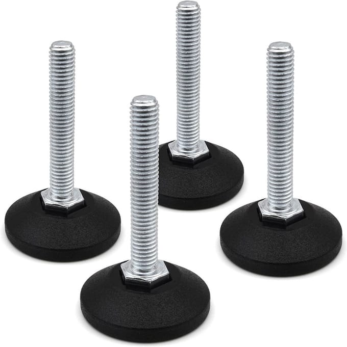 Set van 4 Stelschroeven met Verstelbare Voet Ø 38 mm en M10 Schroefdraad