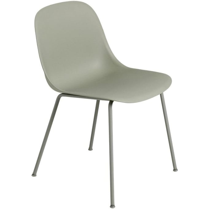 Muuto - Fiber Side stoel - buisonderstel - moddergroen - Frame moddergroen