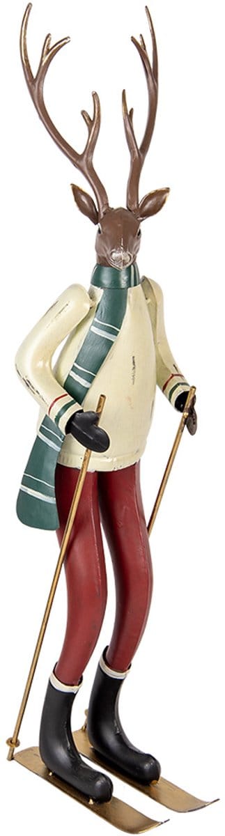 Clayre & Eef Kerstdecoratie Beeld Hert 19x15x65 cm Bruin Metaal