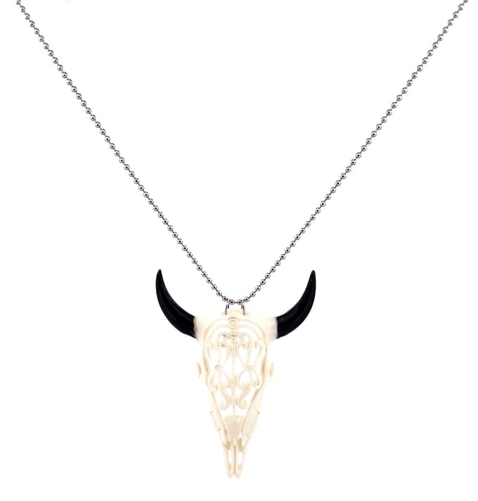 IbizaMen - heren ketting - ballchain - RVS - hertegewei - schedel - 74cm