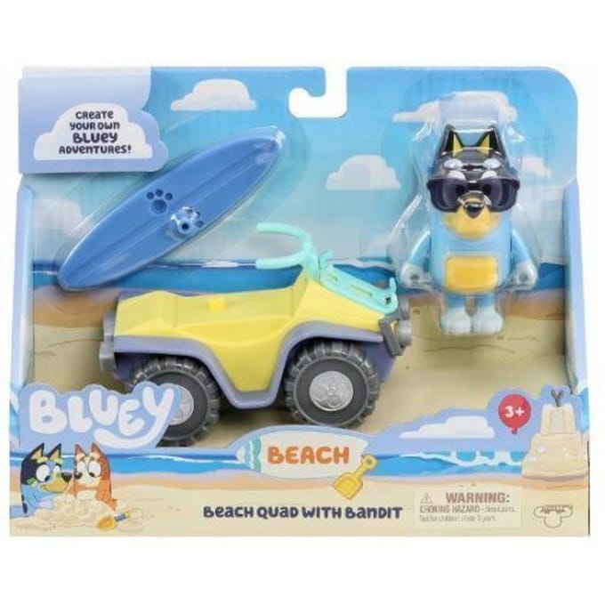 BLUEY Strand Quad met surfplank en figuurtje Speelfiguren & personages