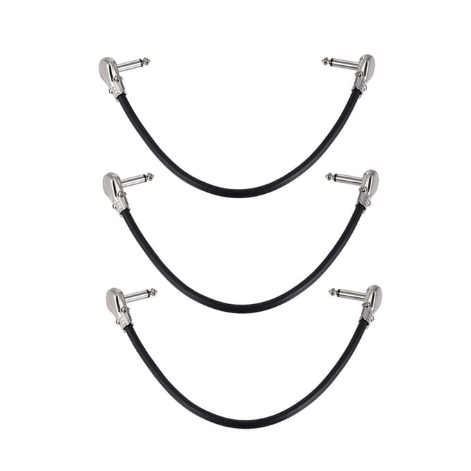 Ammoon Gitaareffectpedaal Instrument Patchkabel 1/4  Zilver Haakse Plug Zwart PVC 3 pack 30cm gray