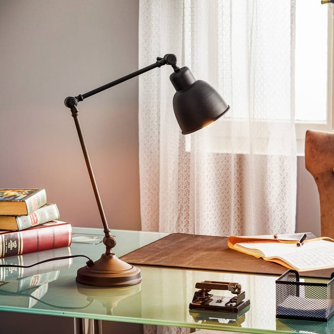 Euluna Tafellamp Emoti, zwart, 45 cm hoog, verstelbaar