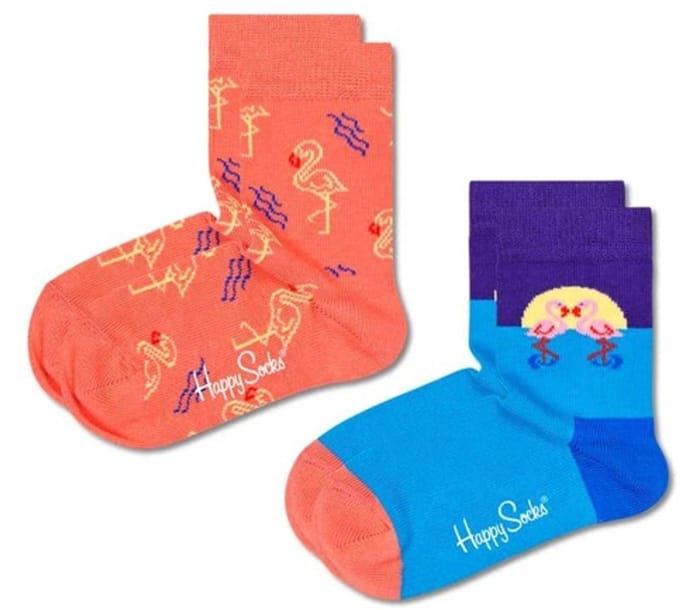 Happy Socks, 2 pack, Flamingo , voor kinderen van 7 - 9 jaar